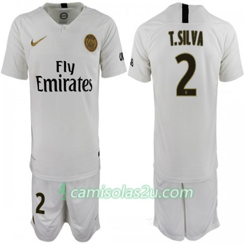 Camisolas de Futebol Paris Saint Germain T. Silva 2 Criança Equipamento Alternativa 2018/19 Manga Curta Camisolas de Futebol Paris Saint Germain T. Silva 2 Criança Equipamento Alternativa 2018/19 Manga Curta